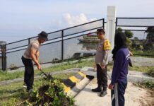 Kapolres Toba Pimpin Langsung Kegiatan Gotong Royong Dalam Rangka Persiapan Event F1 Power Boat (F1H20) 1-3 Maret 2024