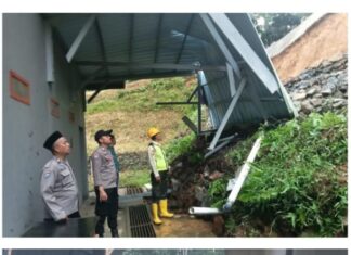 Polsek Nanggung Bersama Instansi Terkait Lakukan Pengecekan Adanya Tanah Longsor Akibat Curah Hujan Tinggi di Sekitar Gudang Handak PT. Antam. TBK. UPBE Pongkor