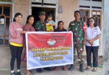 Pemberian Bantuan Tambahan Gizi kepada Anak Stunting dalam Rangka TMMD Imbangan Kodim 1307/Poso di Wilayah Koramil 1307-11/Pamona Selatan