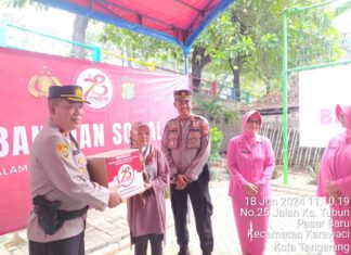 Rangkaian Hari Bhayangkara ke-78, Polres Metro Tangerang Kota Gelar Bakti Kesehatan dan Penyaluran Sembako di Karawaci Tangerang