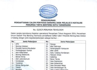 Perumdam TB Kota Tangerang, Buka Barjas melalui E-katalog Untuk Mendukung Operasional Kerja