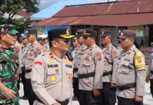 Rangka Pengamanan Pemilukada Serentak 2024 Polres Taput Laksanakan Apel Gelar Pasukan OMP.