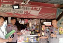 Polsek Rumpin Gelar Operasi Miras Puluhan Botol Miras Ilegal Diamankan