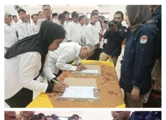 PPK Kemang Gelar Pelantikan 1.064 KPPS Di Gedung Sahala Matua Desa Parakanjaya