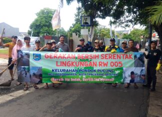 Menyambut Hut Ke 16 Tangerang Selatan, Masyarakat Kelurahan Pondok Pucung RT/RW 001/005 Giat Kerja Bakti Serentak Di wilayah Guna Tercipta Bersih dan Cantik