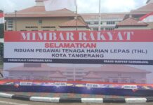 NGO dan FRT mengelar Mimbar Rakyat , mempertanyakan kelanjutan THL kepada pemerintah kota Tangerang