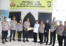 Kapolres Metro Tangerang Kota Cek Kesiapan Posyan dan Pospam Operasi Ketupat Jaya 2025 dan Serahkan Bingkisan