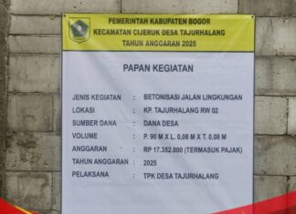 Realisasikan Dana Desa Tahap 1 Pemdes Tajurhalang Bangun Jalan Lingkungan