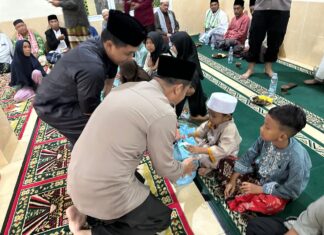 Polsek Parung Gelar Bakti Sosial Sambut HUT Bhayangkara ke-79, Santuni Anak Yatim di Masjid Jami Nurul Ikhwan