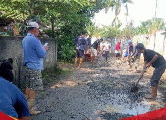 Warga Dusun 02 Desa Cogreg Gotong Royong Perbaiki Jalan Rusak