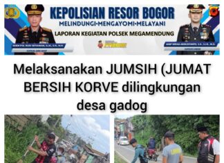 Bhabinkamtibmas Desa Gadog Gelar Jumat Bersih Korve Kamtibmas Bersama Warga