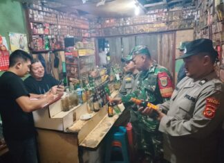 Polsek Kemang dan Muspika Kecamatan Kemang Amankan 60 Botol Miras Berbagai Macam Merk Dalam Operasi KRYD menjelang Ramadhan