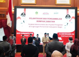 Bupati Rudy Susmanto Lantik 21 Pejabat Administrator dan Pengawas di Lingkungan Pemkab Bogor