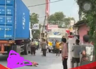 Pengendara Motor Tewas Terlindas Truk Kontainer di Sepatan Tangerang