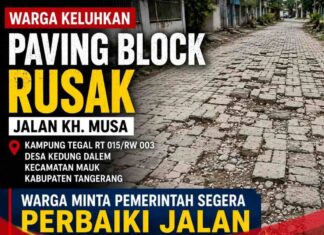 Warga Keluhkan Jalan Paving Block Rusak di Kampung Tegal Mauk Tangerang
