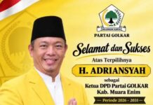 Sah Pimpin Partai Golkar Muara Enim, H Adriansyah Targetkan 11 Kursi DPRD